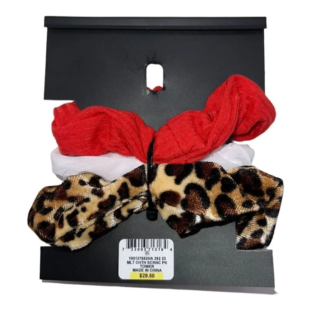 INC International Concepts 3 Piece Mixed Color Hair Scrunchie Set Animal NWT